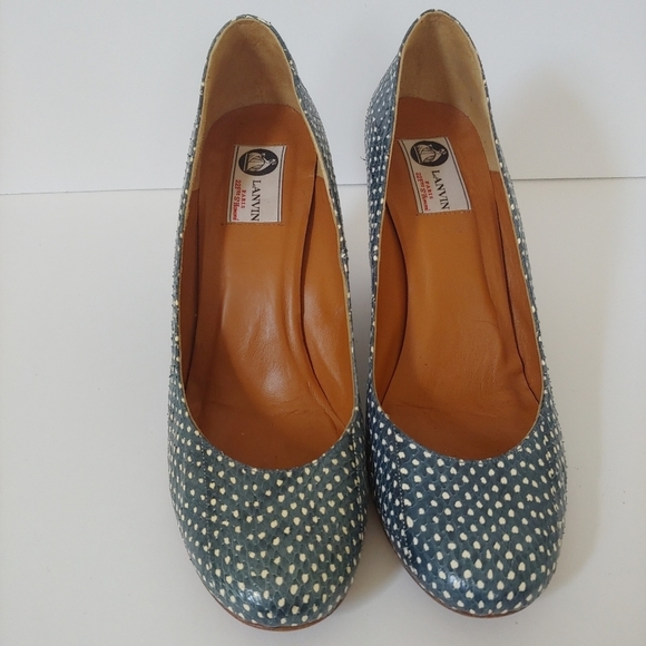 LANVIN Spotted Genuine Snakeskin Espadrille Wedges Size EU 40 - Picture 2 of 11